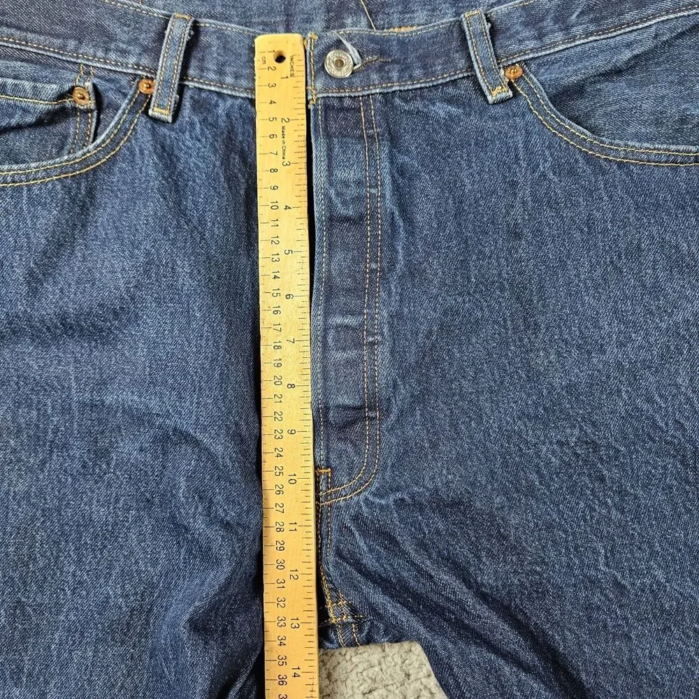 Levis 501 Jeans Mens 38x29 Blue Original Fit Straight Buttonfly Rigid Workwear